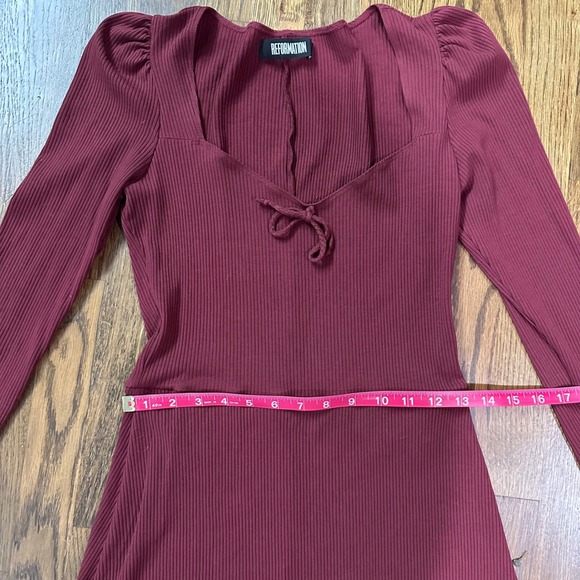Reformation Annabella Ribbed Knit Long Sleeve Mini Dress Tie Front Size  Large - Picture 7 of 12